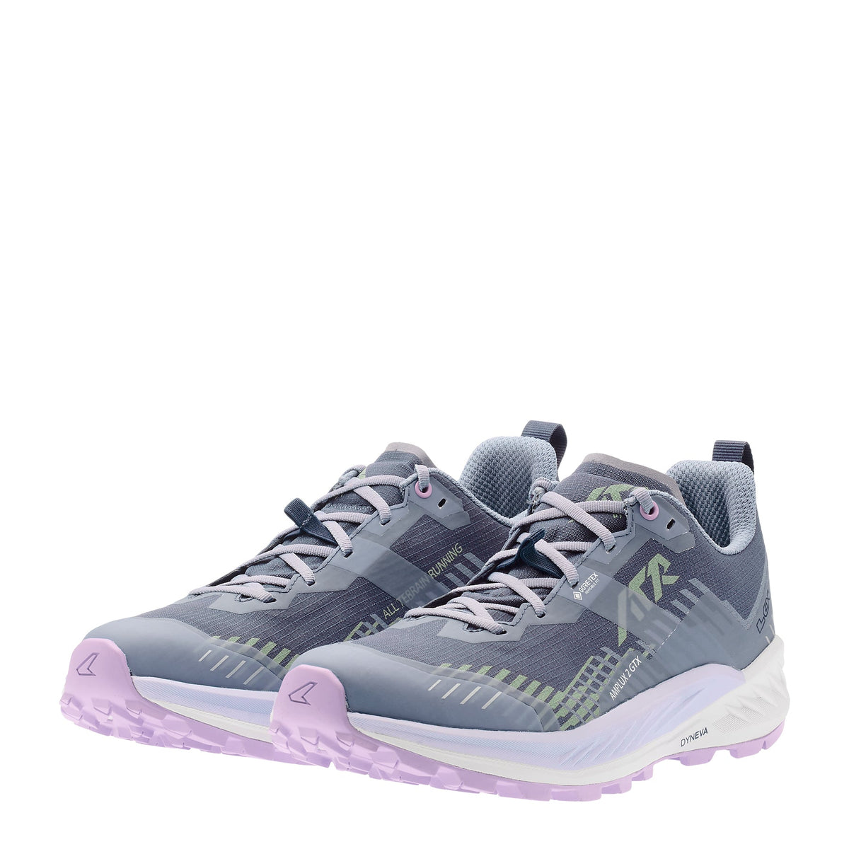 Women's LOWA AMPLUX 2 GTX WS trail running shoe in LILAC/PLUM with GORE-TEX waterproof protection for trail running. SKU 3216857259