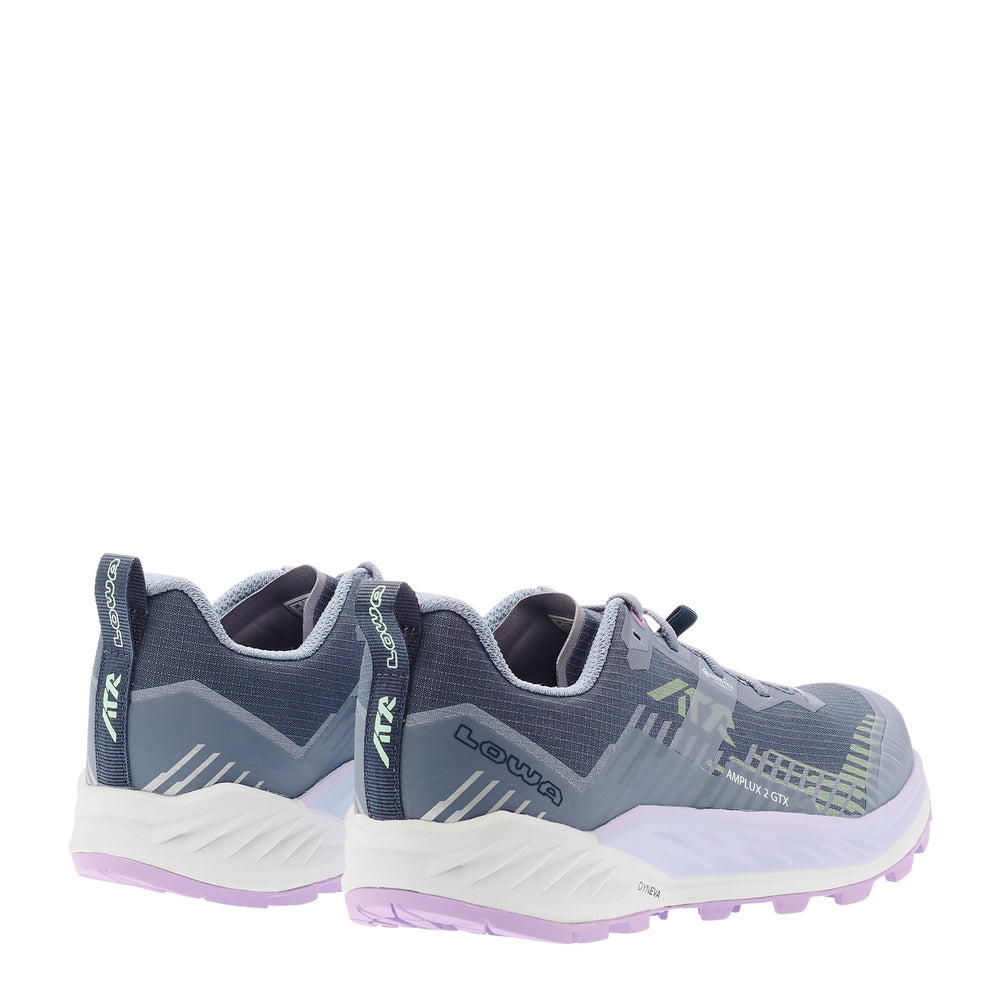 Women's LOWA AMPLUX 2 GTX WS trail running shoe in LILAC/PLUM with GORE-TEX waterproof protection for trail running. SKU 3216857259