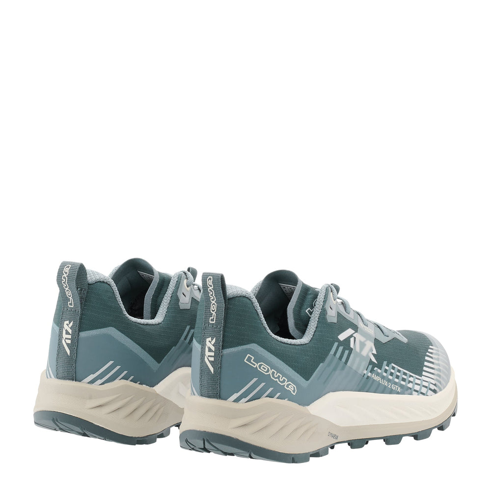 Women's LOWA AMPLUX 2 GTX WS trail running shoe in SMOKE BLUE/SLATE BLUE with GORE-TEX waterproof protection for trail running. SKU 3216856663