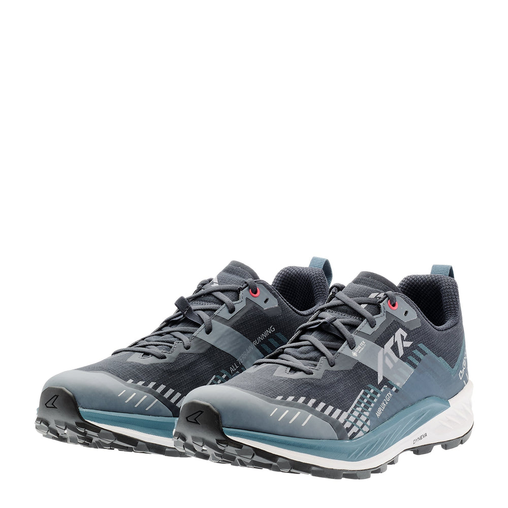 Men's LOWA AMPLUX 2 GTX trail running shoe in NAVY/GREY with GORE-TEX waterproof protection for trail running. SKU 3116856930