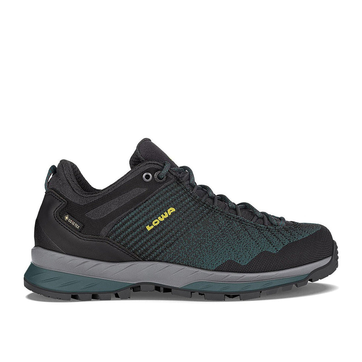 Women's LOWA CAREZZA GTX LO WS backpacking boot in ANTHRACITE/PETROL with GORE-TEX waterproof protection for backpacking. SKU 2210659776
