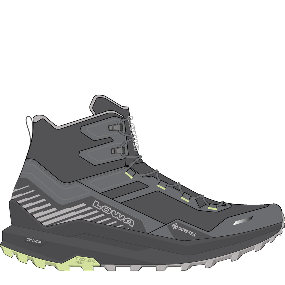 LOWA FLOWTERRA GTX QC men's hiking boot in grey/mint, side profile