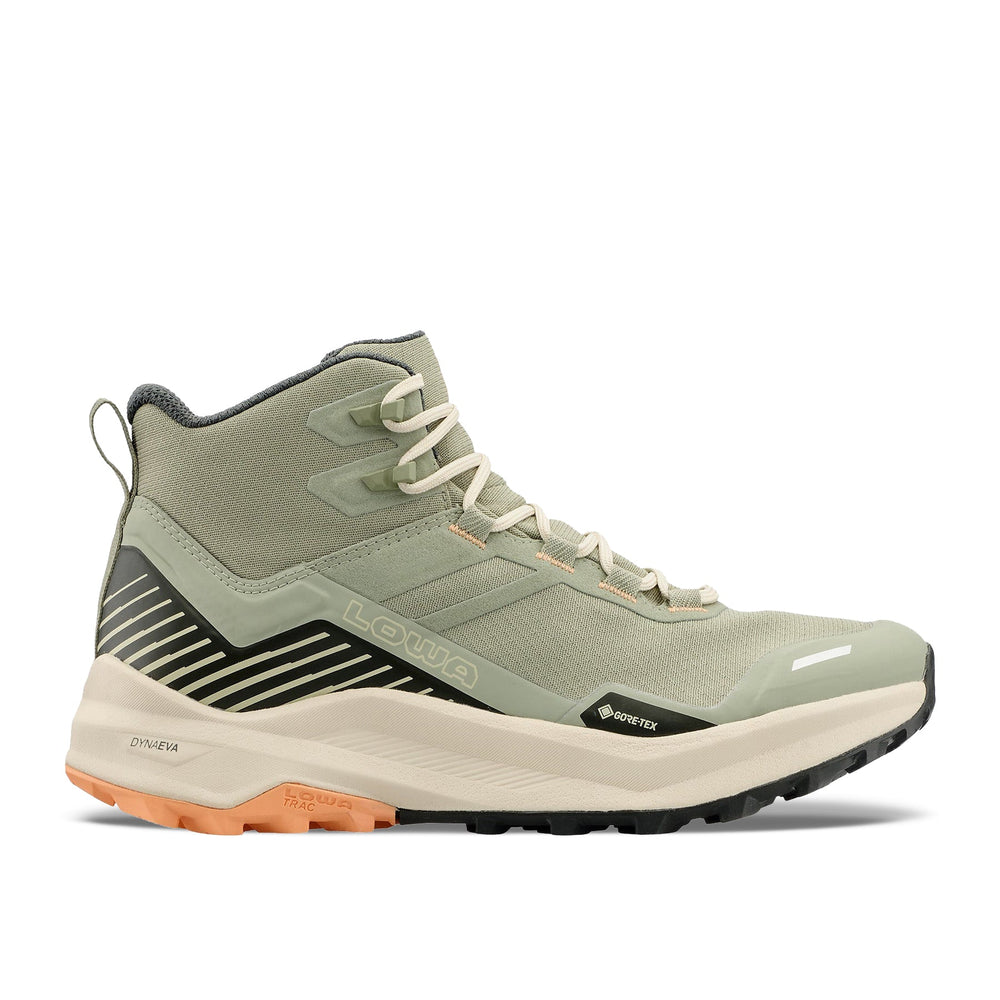 Women's LOWA FLOWTERRA GTX QC WS hiking boot in SAGE/PANNA with GORE-TEX waterproof protection for hiking. SKU 3216659429