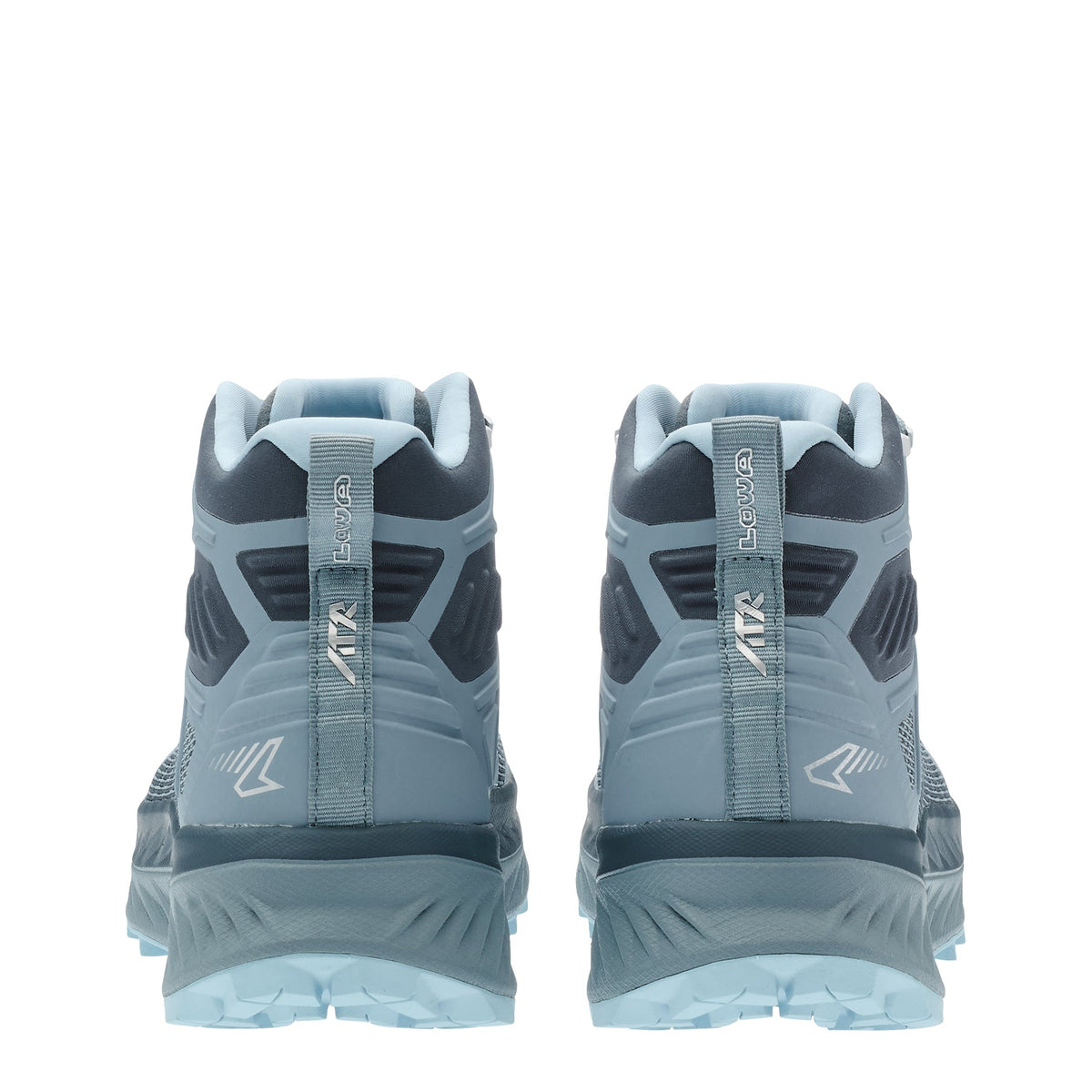 Women's LOWA FORTUX GTX QC WS trail running shoe in SMOKE BLUE/SLATE BLUE with GORE-TEX waterproof protection for trail running and hiking. SKU 3218226663