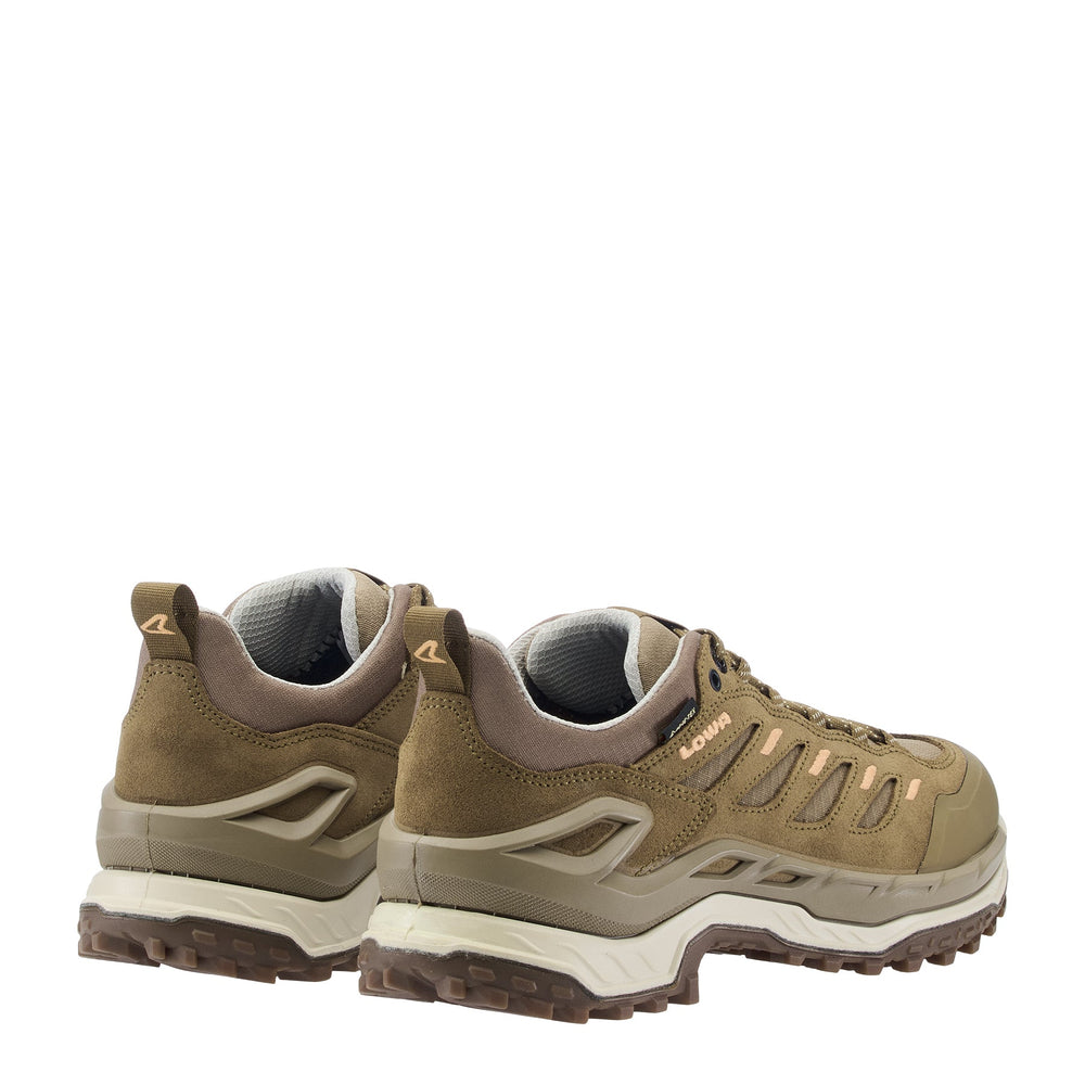 Women's LOWA INNOVO GTX LO WS hiking shoe in DESERT/PEACH with GORE-TEX waterproof protection for hiking. SKU 3215504927