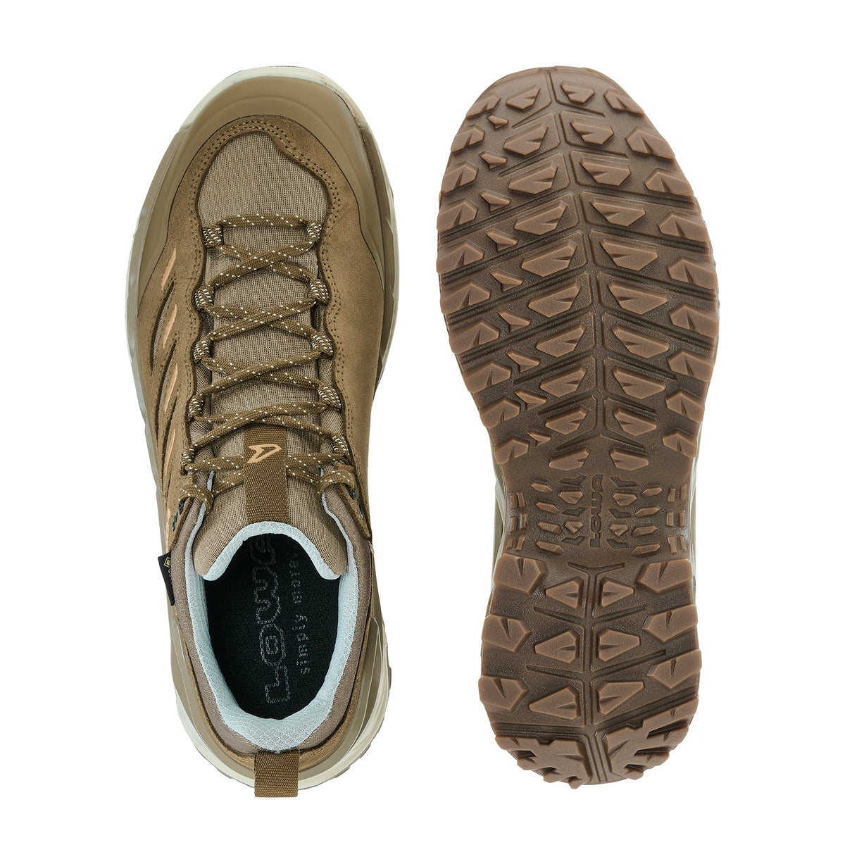 Women's LOWA INNOVO GTX LO WS hiking shoe in DESERT/PEACH with GORE-TEX waterproof protection for hiking. SKU 3215504927