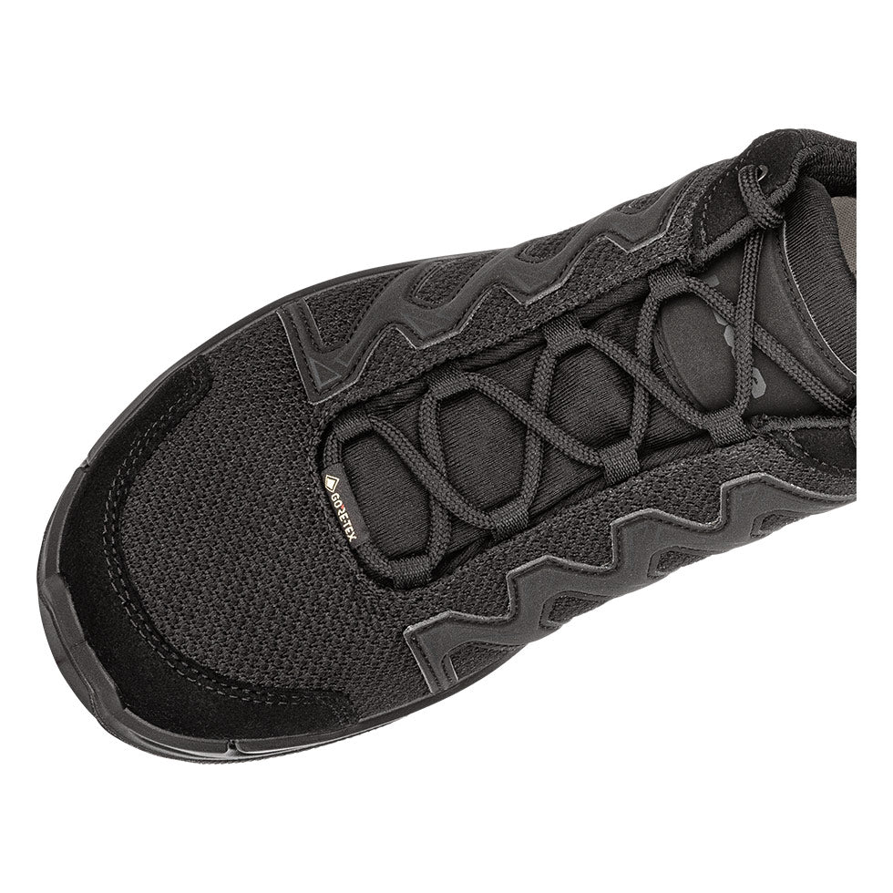 Women's LOWA INNOX PRO GTX LO TF WS hiking shoe in BLACK (NEW GTX) with GORE-TEX waterproof protection for hiking and tactical and duty use. SKU 3218320999, 3208320999