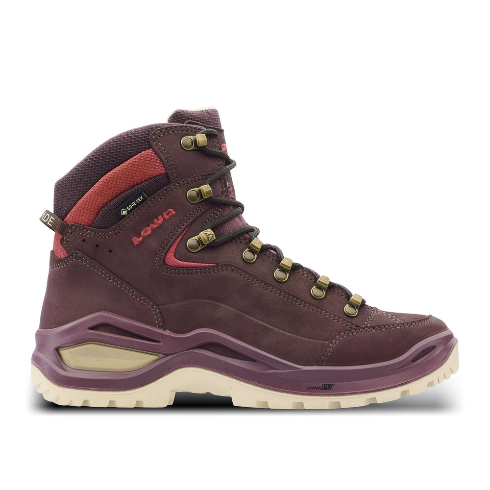 Women's LOWA RENEGADE EVO GTX MID WS hiking boot in BROWN ROSE/CLAY with GORE-TEX waterproof protection for hiking and mountain use. SKU 3219165108