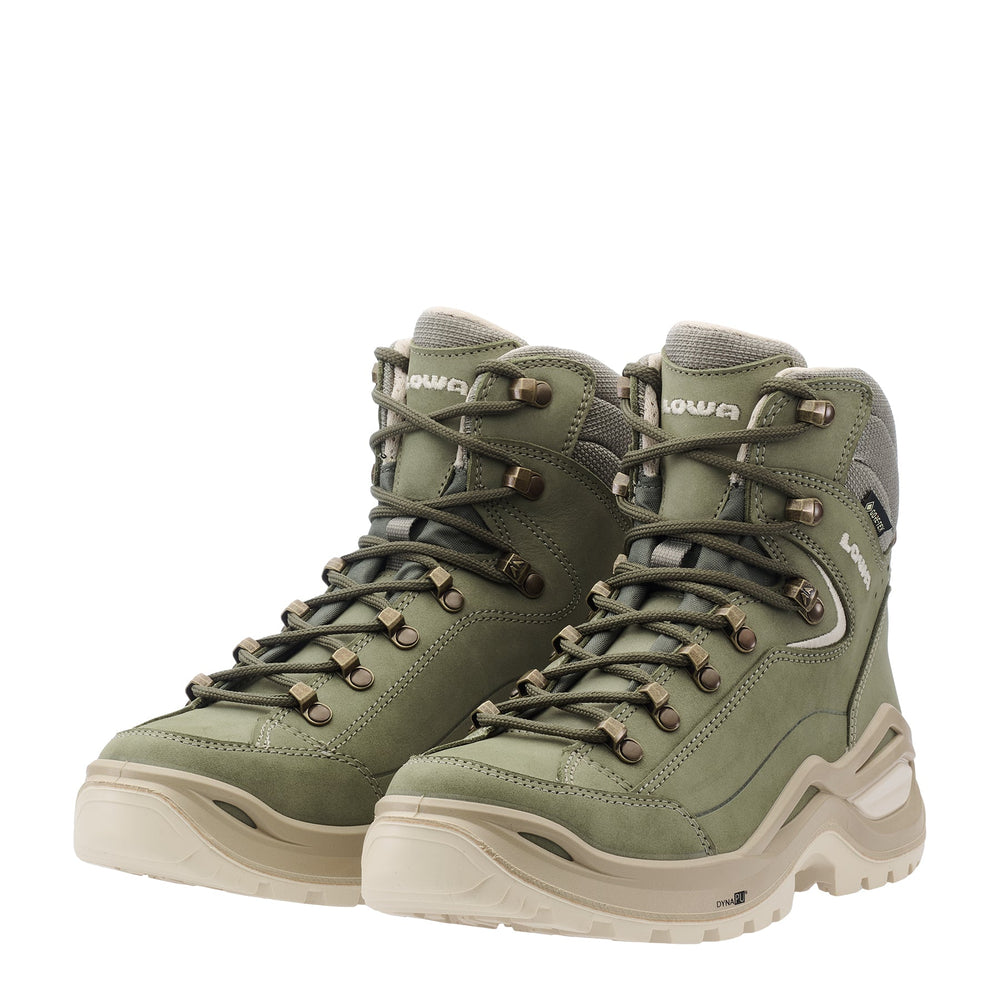Women's LOWA RENEGADE EVO GTX MID WS hiking boot in SAGE with GORE-TEX waterproof protection for hiking and mountain use. SKU 3219160934