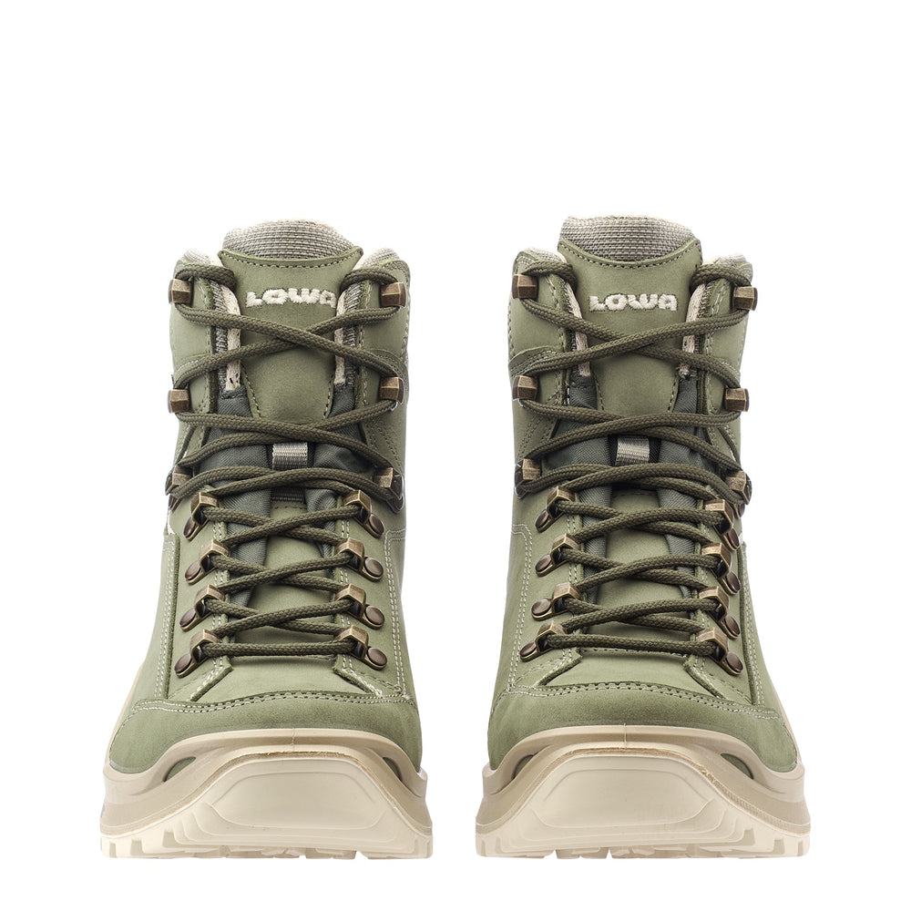 Women's LOWA RENEGADE EVO GTX MID WS hiking boot in SAGE with GORE-TEX waterproof protection for hiking and mountain use. SKU 3219160934