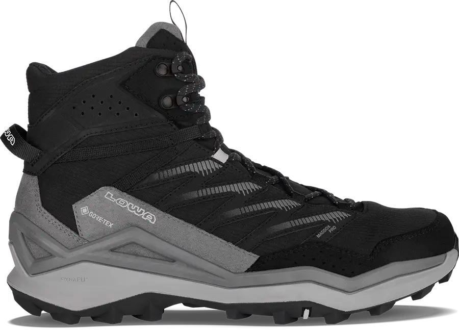 Black and grey hiking boot with LOWA logo